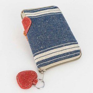 Cell phone case jute cotton with zipper and heart